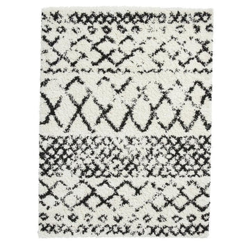 Scandi Berber G272 Modern Moroccan Berber Soft Plush Shaggy White/Black Rug-Think Rugs-Rug Love - The Most Loved Rug Store